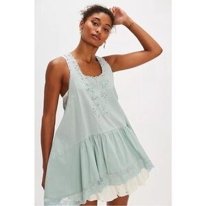 Free People Sunset Treasu Tunic Top Floral Embroidered Sequin Lace